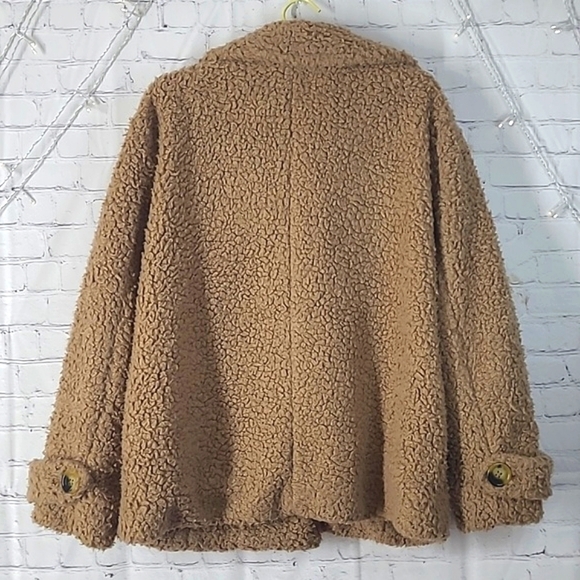 FREE PEOPLE So Soft Faux Shearling Sherpa Teddy Coat JACKET BROWN Womens Size M - Picture 14 of 17